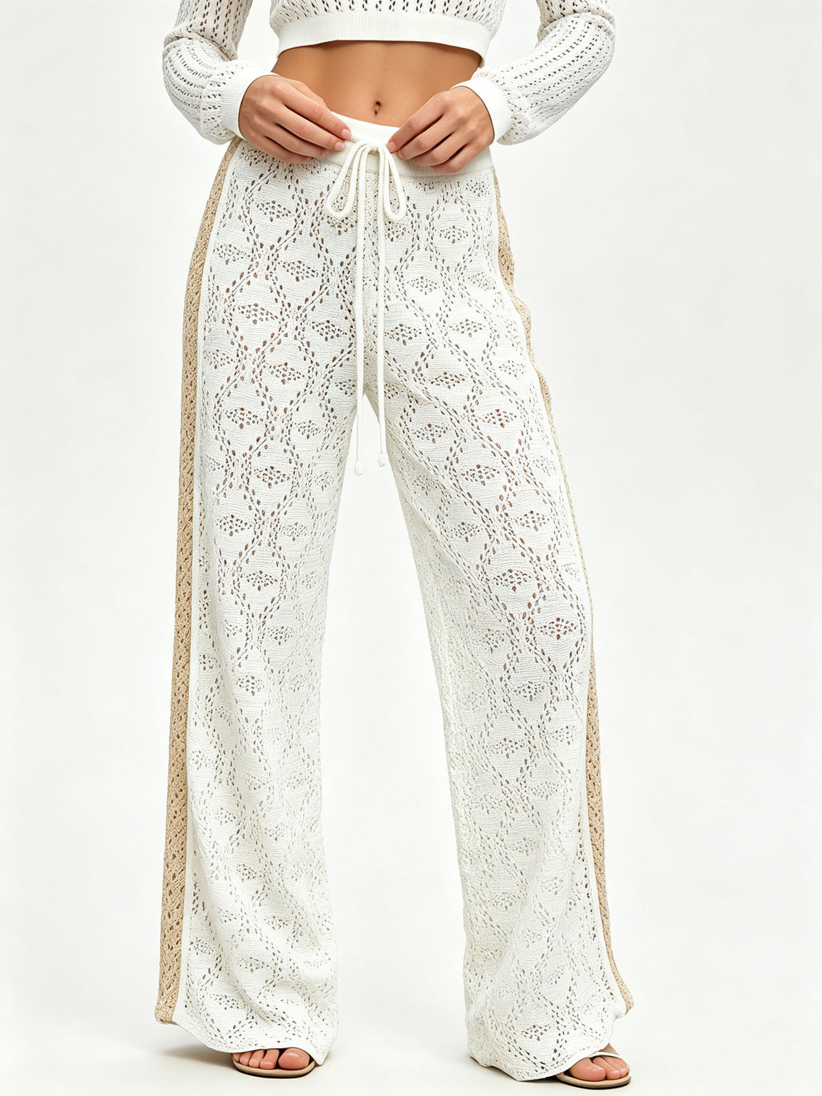 Women’s Hollowed Knit Wide-Leg Pants
