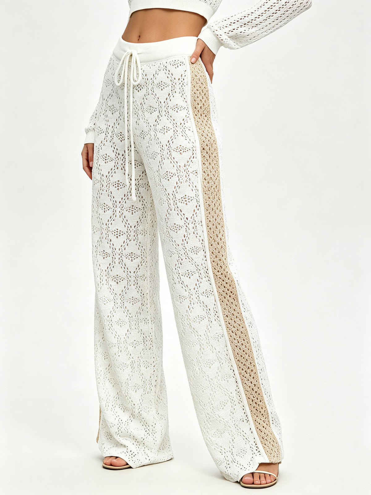 Women’s Hollowed Knit Wide-Leg Pants