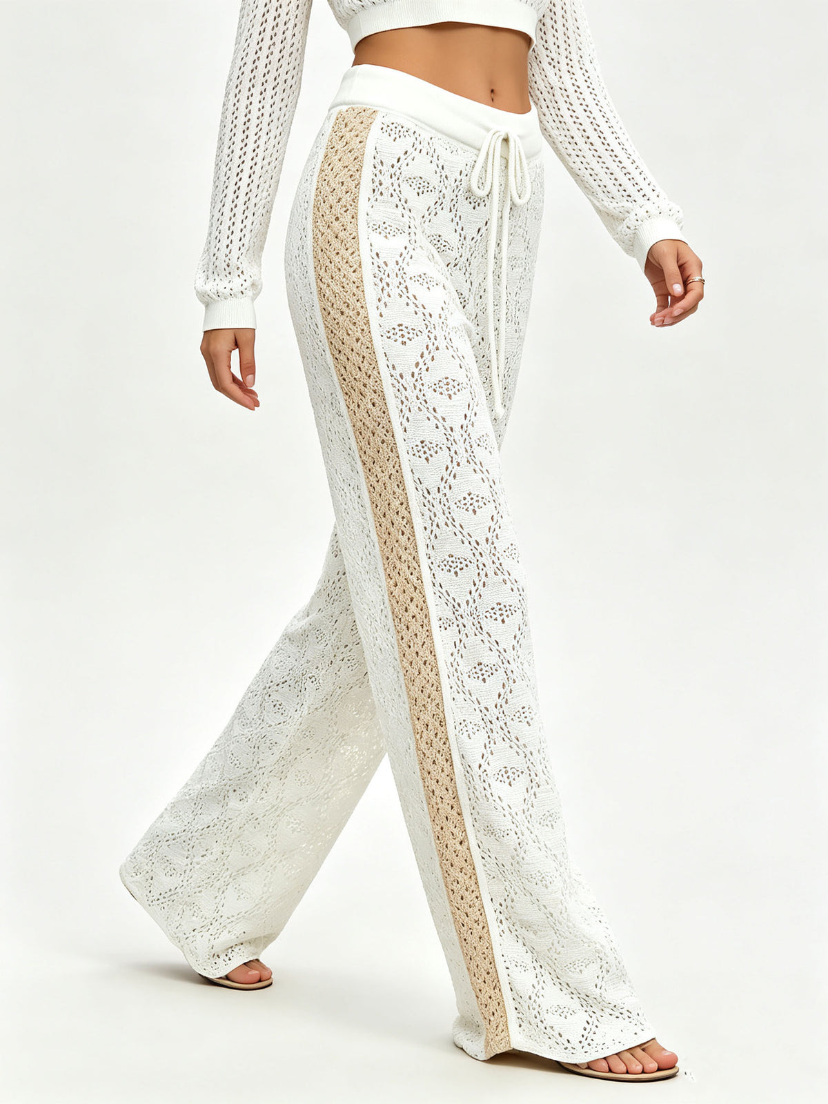 Women’s Hollowed Knit Wide-Leg Pants