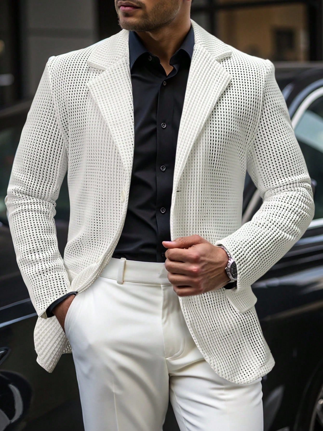 Men’s Perforated Mesh Blazer