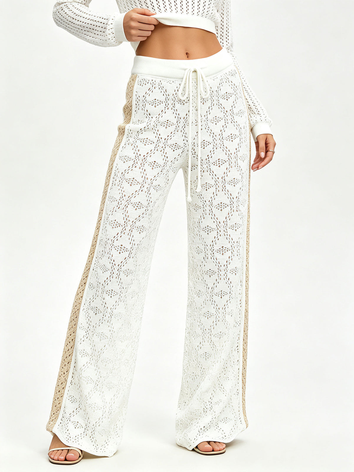 Women’s Hollowed Knit Wide-Leg Pants
