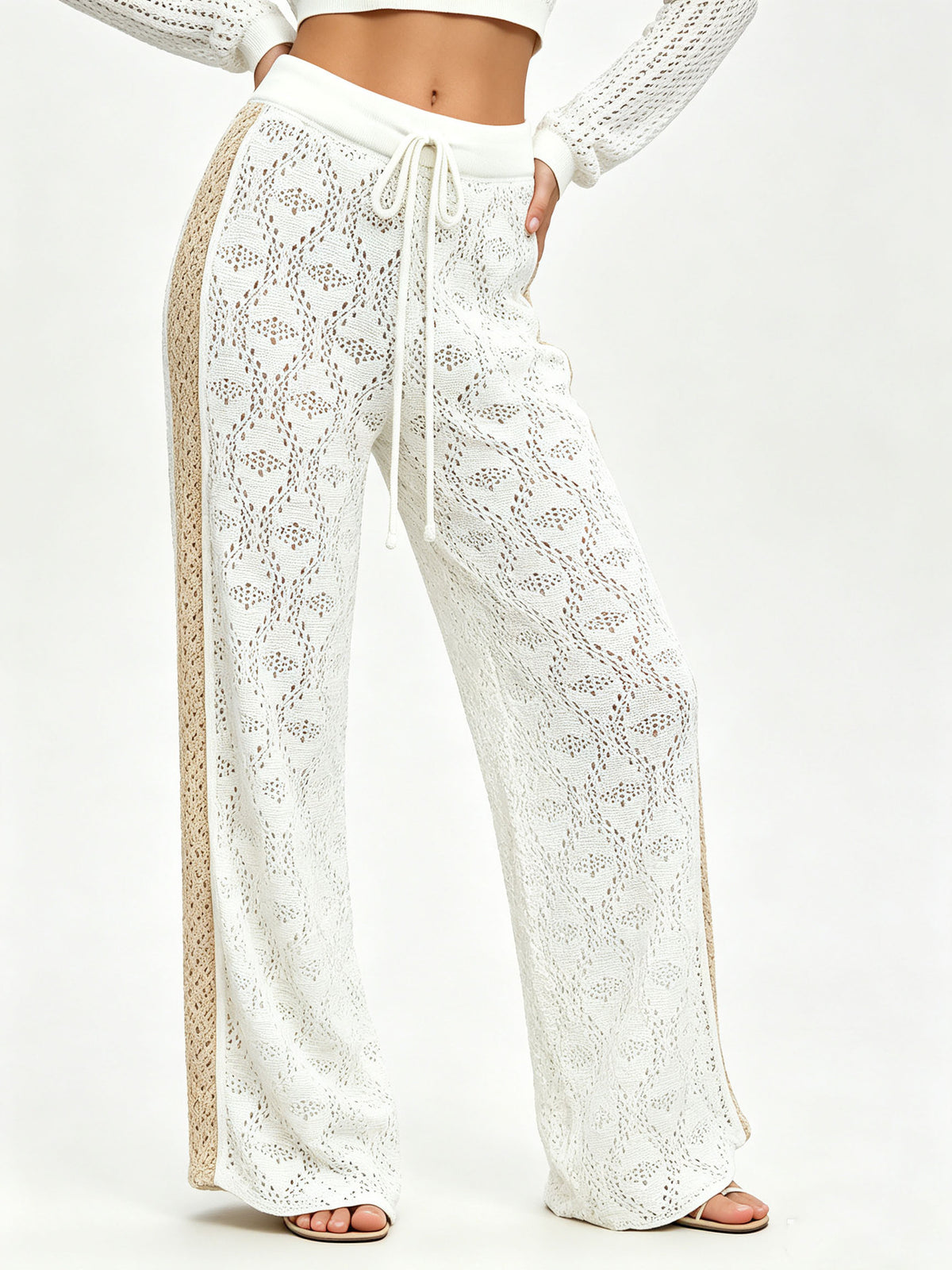 Women’s Hollowed Knit Wide-Leg Pants