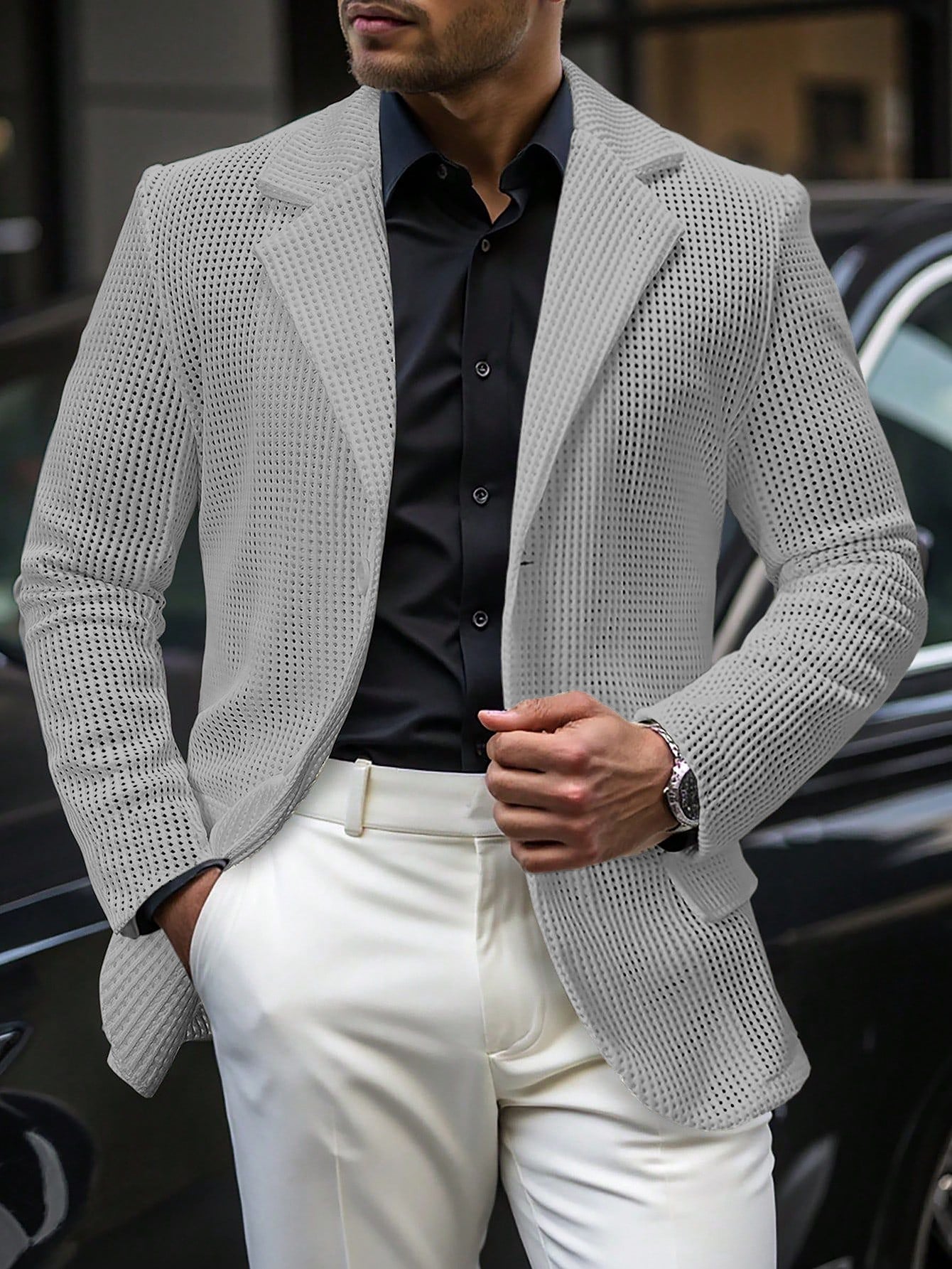 Men’s Perforated Mesh Blazer