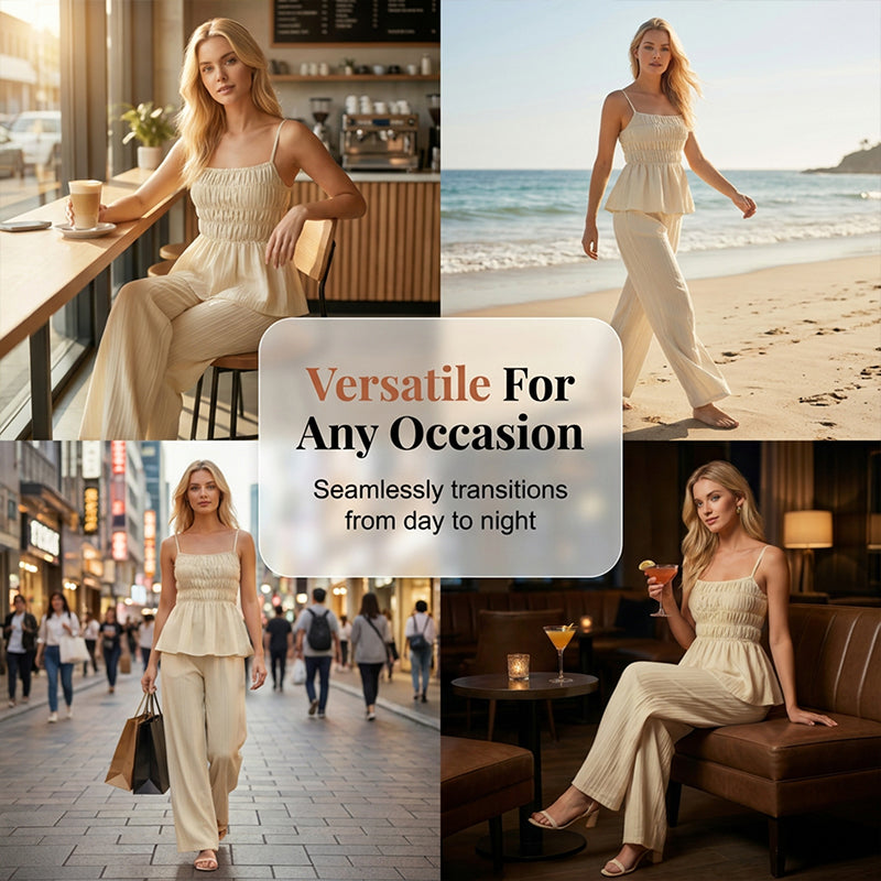 Women's Casual Cami Top & Wide-Leg Pants Set