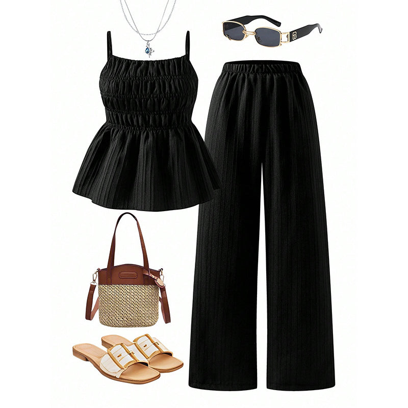 Women's Casual Cami Top & Wide-Leg Pants Set