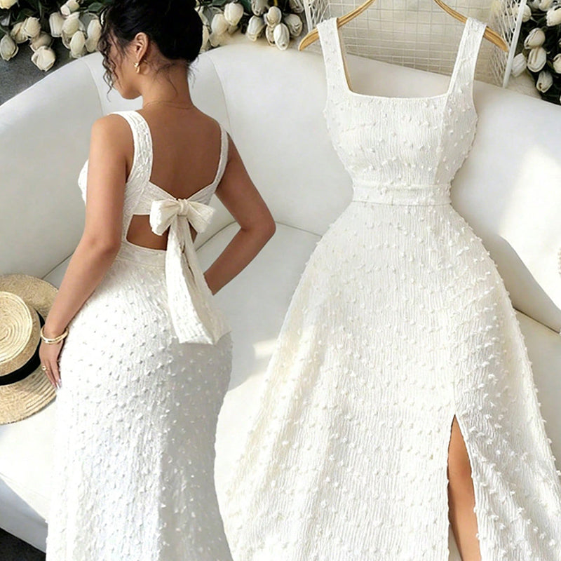 Women's Sleeveless Square Neck Split Maxi Dress