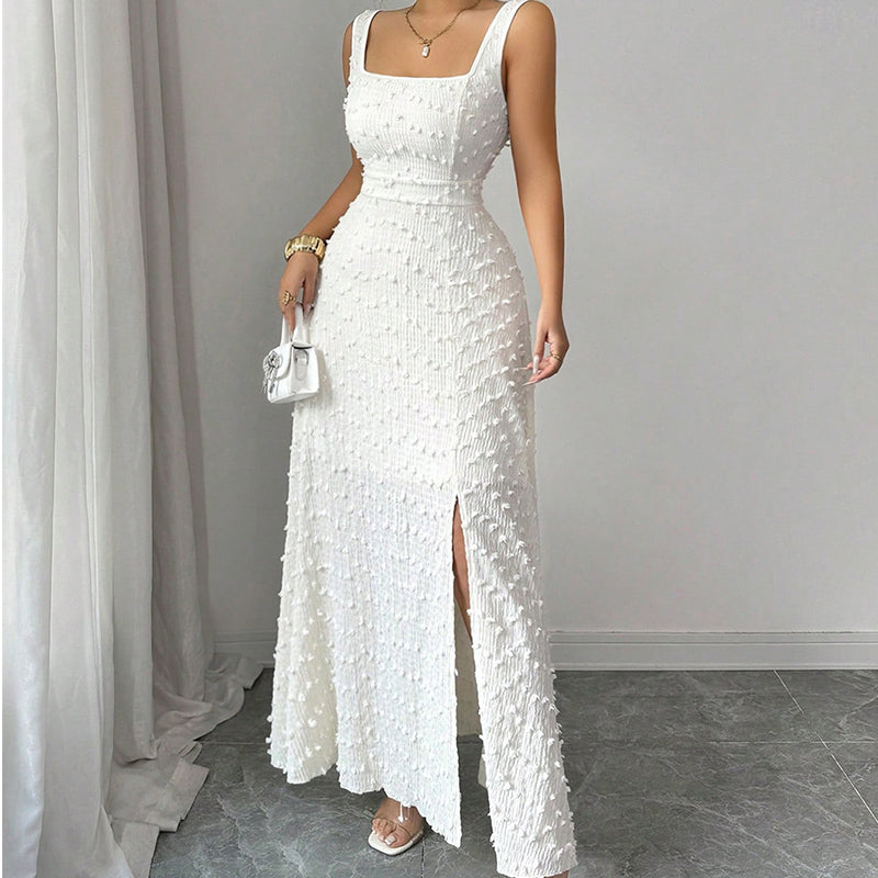 Women's Sleeveless Square Neck Split Maxi Dress