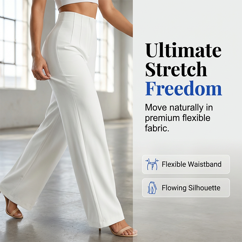 Ladies' Solid Wide Leg Trousers