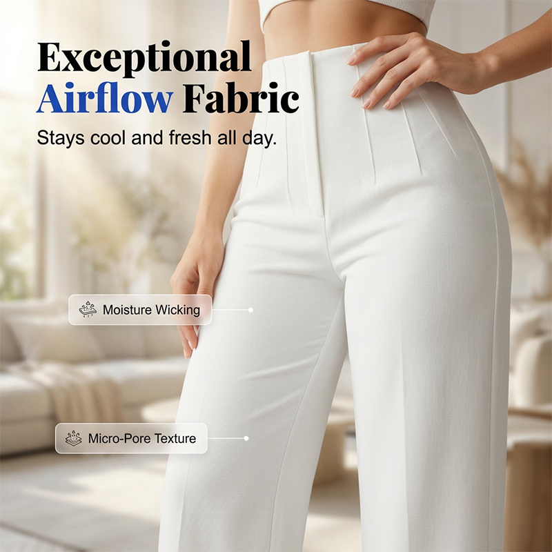 Ladies' Solid Wide Leg Trousers