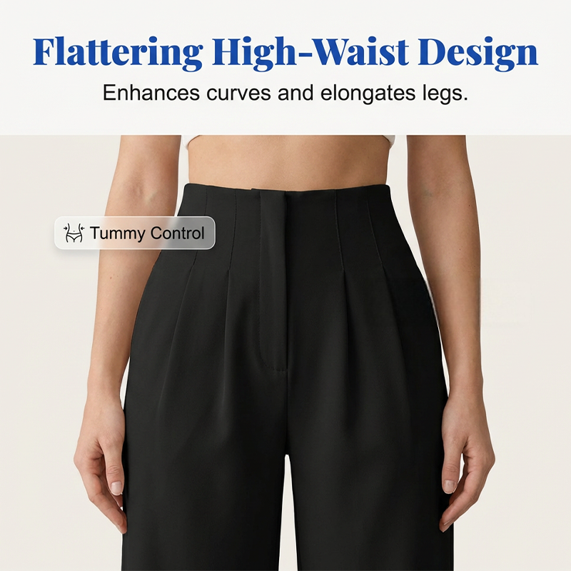 Ladies' Solid Wide Leg Trousers