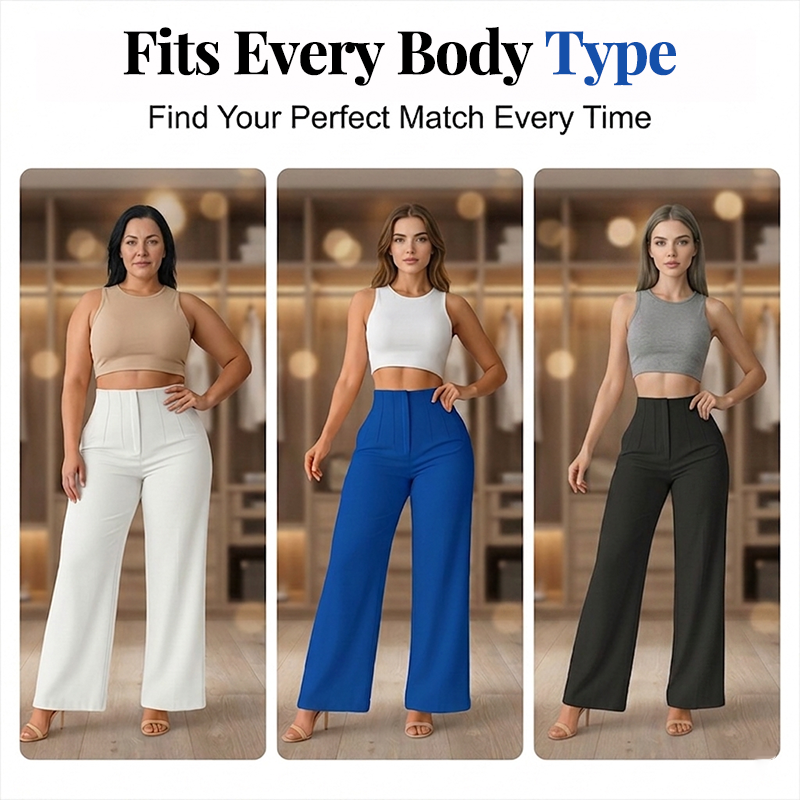 Ladies' Solid Wide Leg Trousers