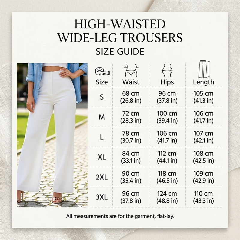 Ladies' Solid Wide Leg Trousers