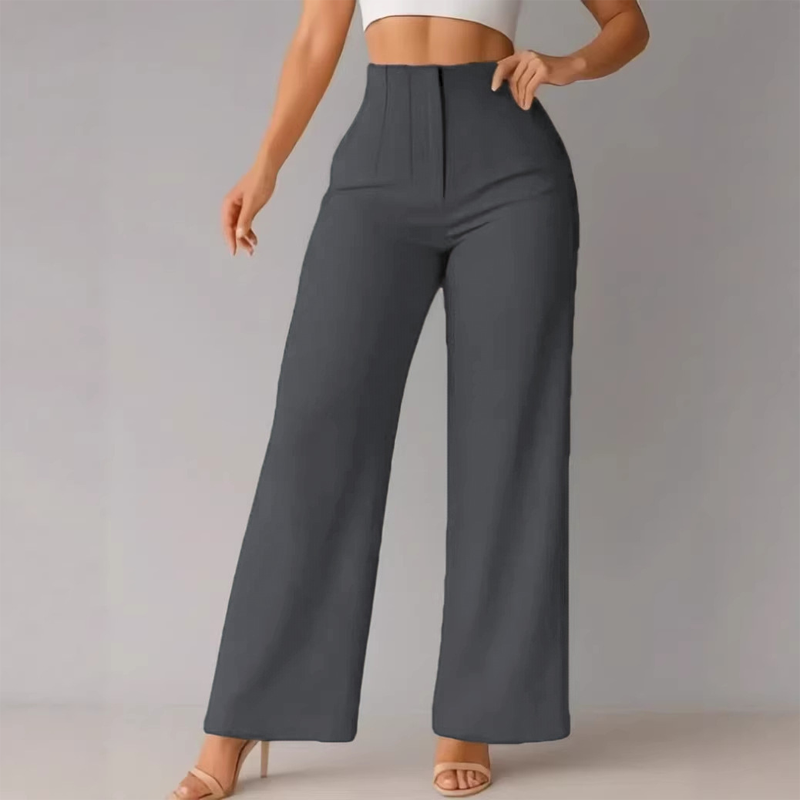 Ladies' Solid Wide Leg Trousers
